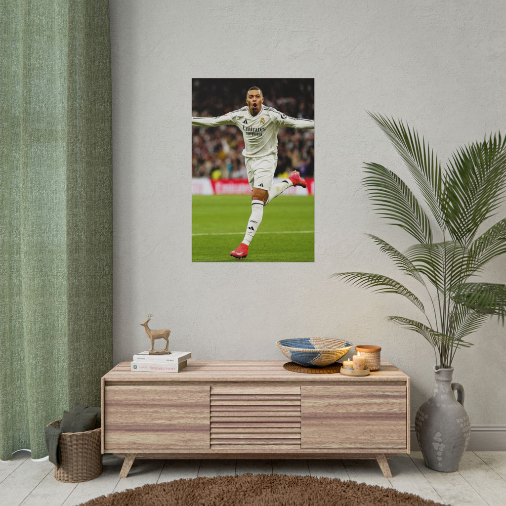Kylian Mbappe Real Madrid Soccer Star Rolled Poster — Celebratory Football Print (Real Match Action)