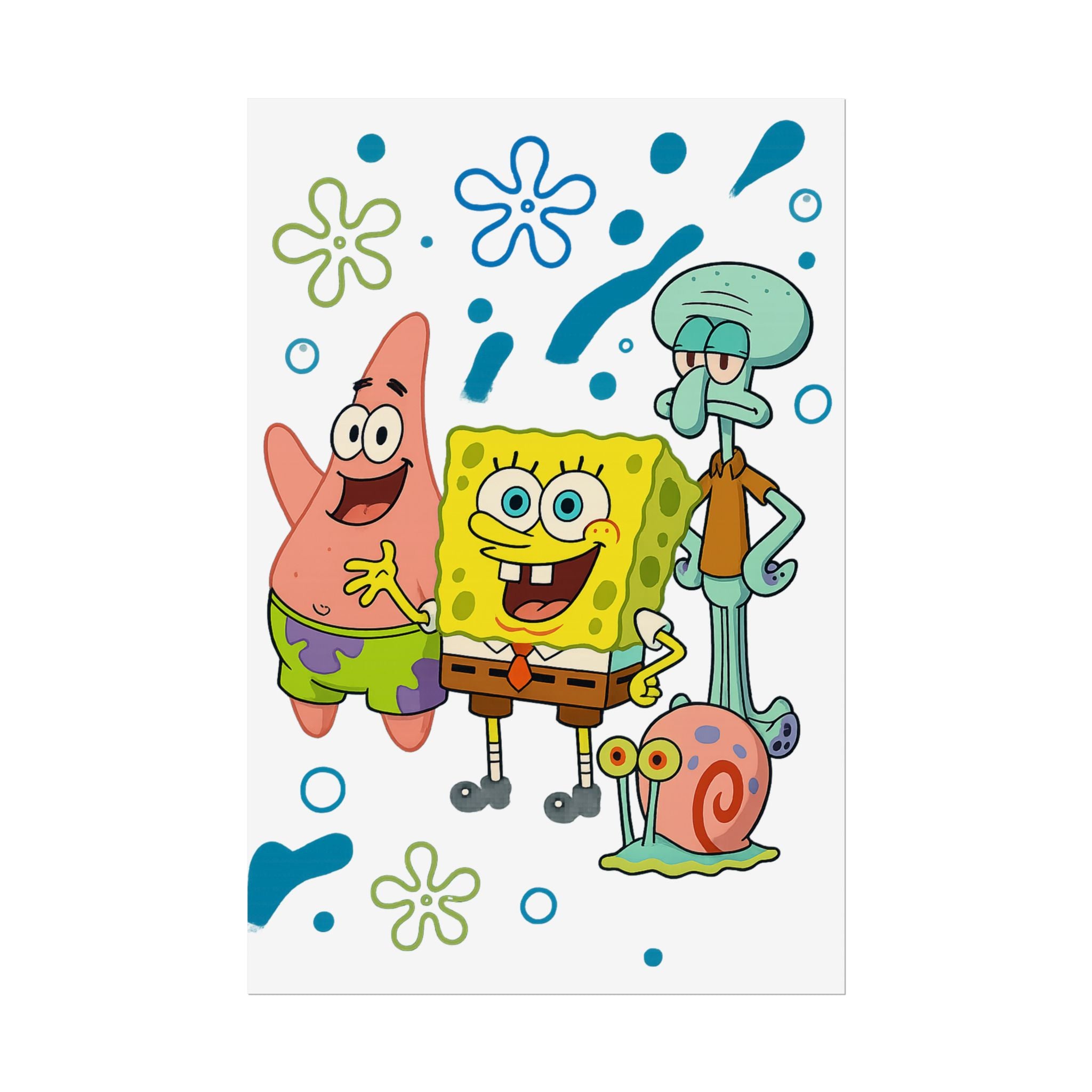 SpongeBob SquarePants Characters Rolled Poster — SpongeBob, Patrick, Squidward & Gary Wall Art