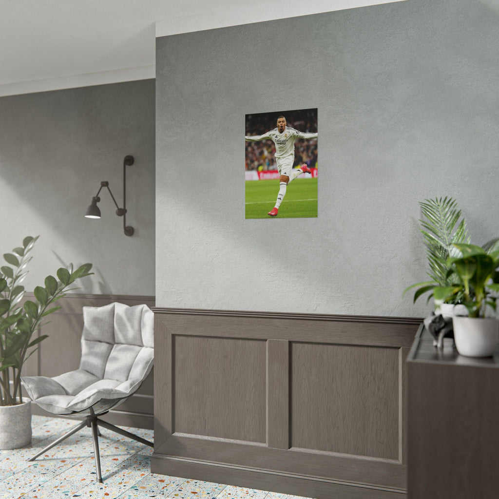Kylian Mbappe Real Madrid Soccer Star Rolled Poster — Celebratory Football Print (Real Match Action)