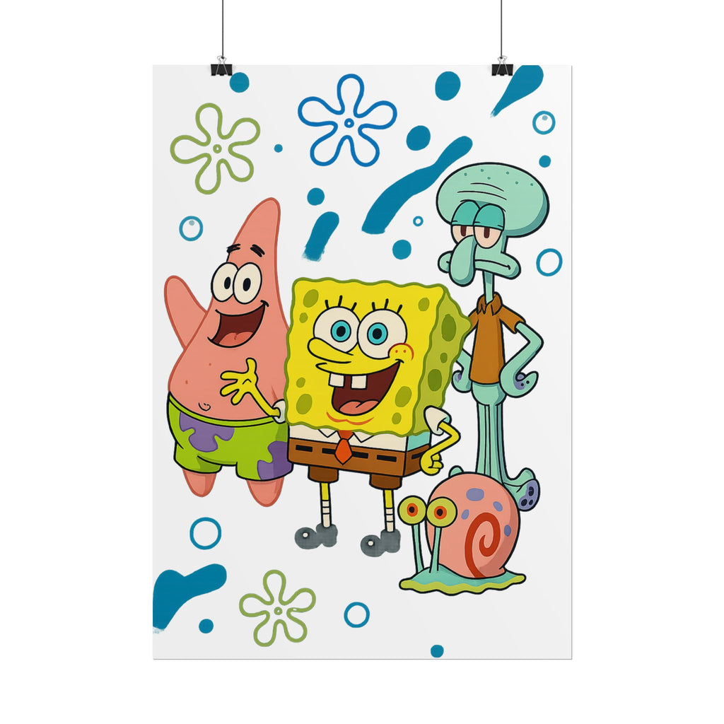 SpongeBob SquarePants Characters Rolled Poster — SpongeBob, Patrick, Squidward & Gary Wall Art