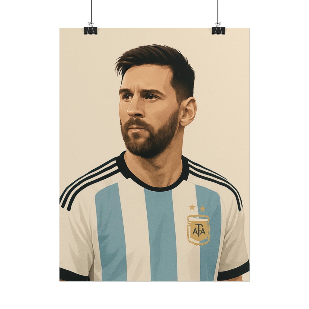 Lionel Messi Vintage Argentina Soccer Poster — Rolled Football Print