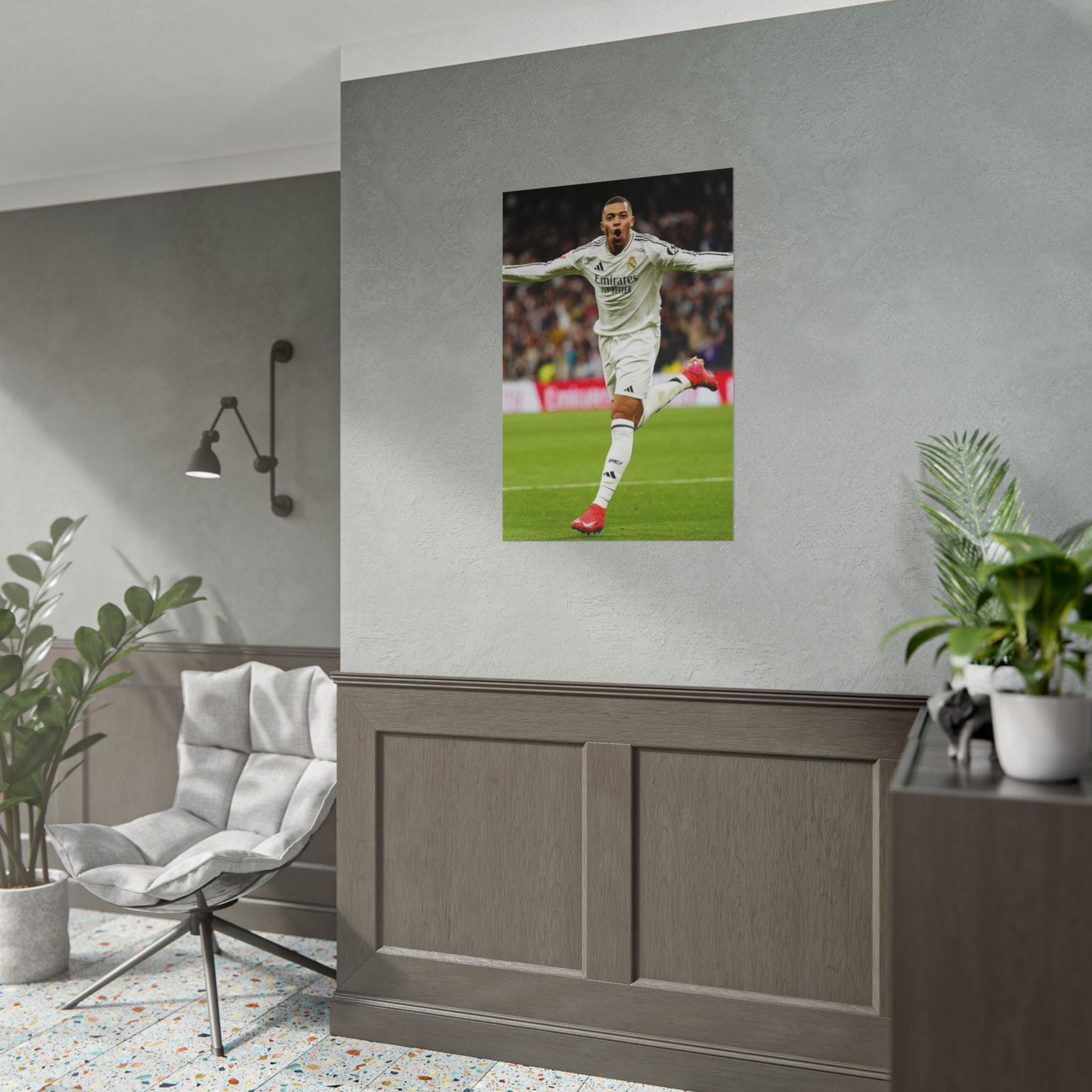 Kylian Mbappe Real Madrid Soccer Star Rolled Poster — Celebratory Football Print (Real Match Action)
