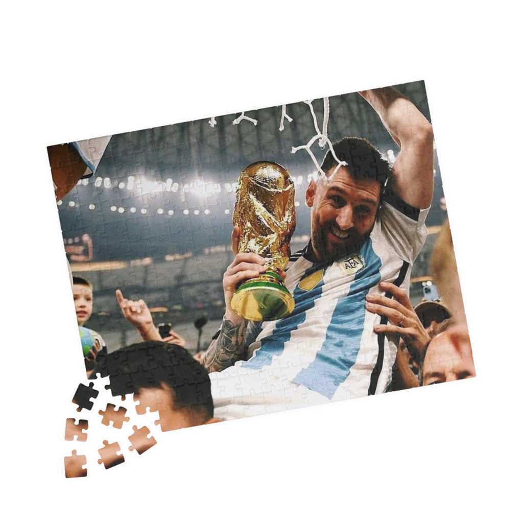 Lionel Messi - Soccer Victory Photo Puzzle — World Cup Trophy Celebration Jigsaw