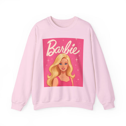 Barbie Graphic Sweatshirt - Retro Pink Doll Portrait Crewneck