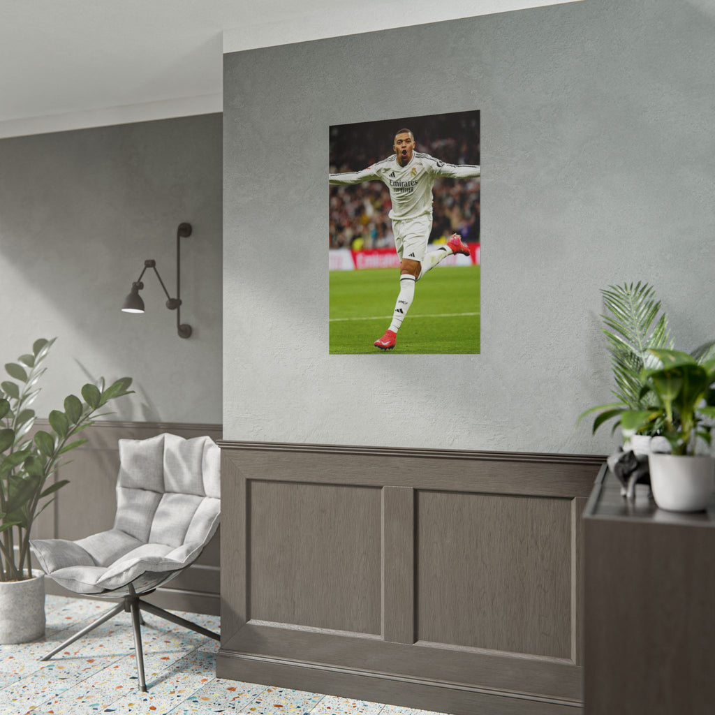 Kylian Mbappe Real Madrid Soccer Star Rolled Poster — Celebratory Football Print (Real Match Action)