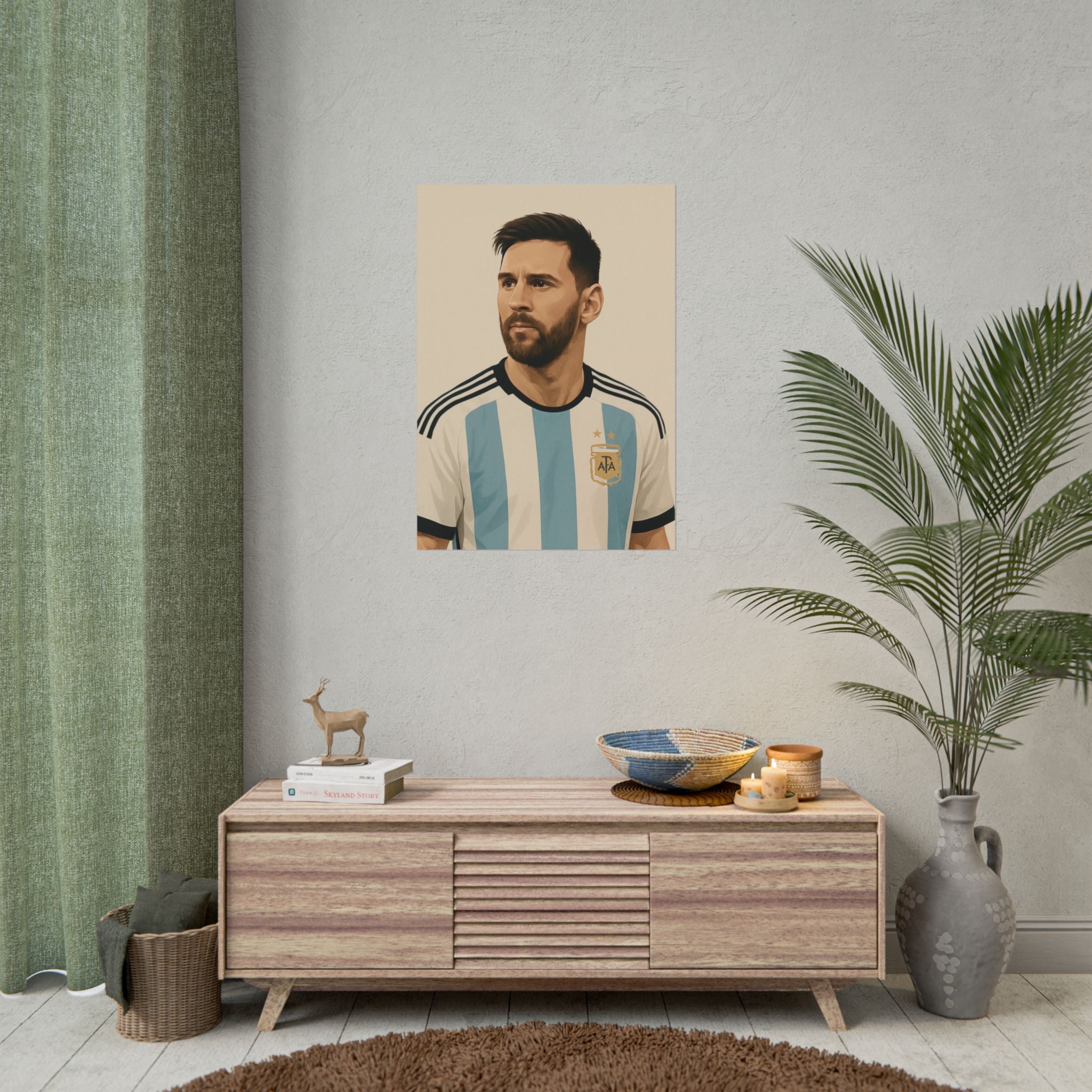 Lionel Messi Vintage Argentina Soccer Poster — Rolled Football Print