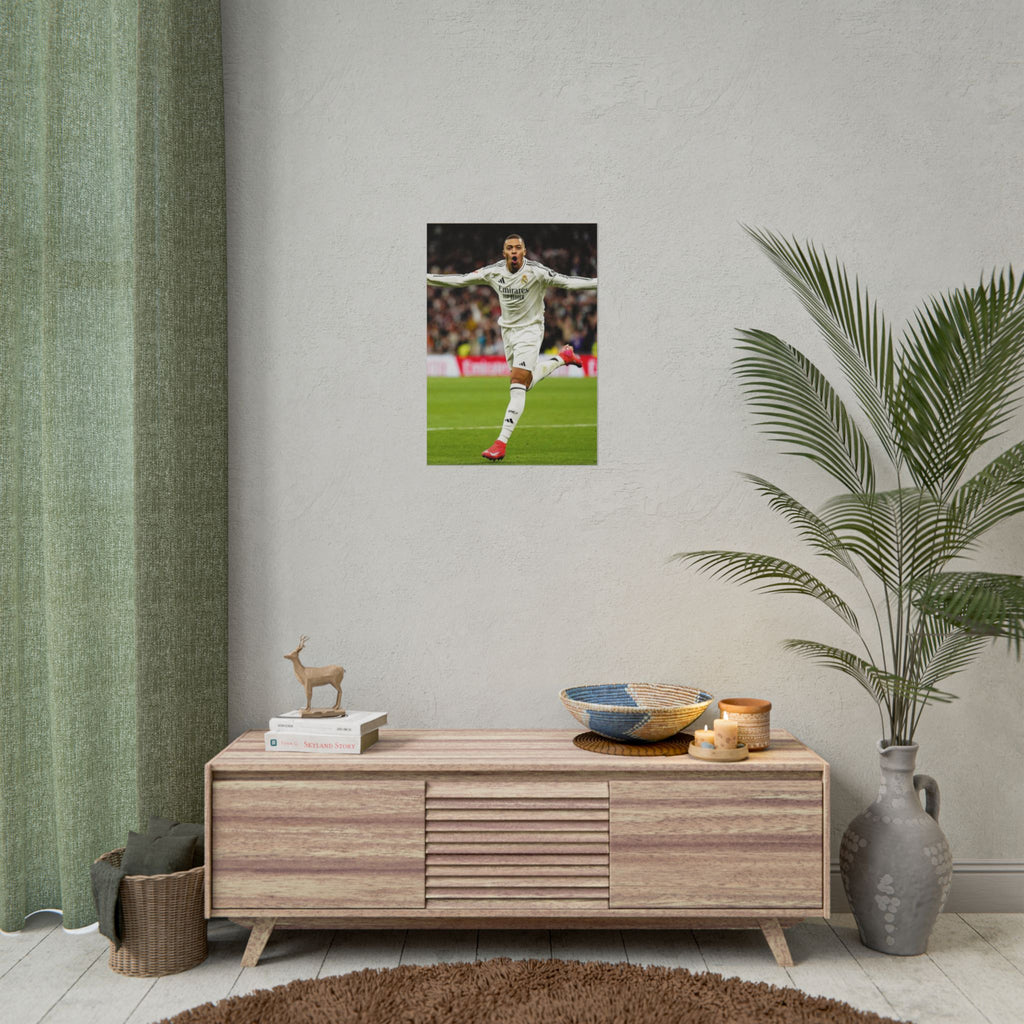 Kylian Mbappe Real Madrid Soccer Star Rolled Poster — Celebratory Football Print (Real Match Action)