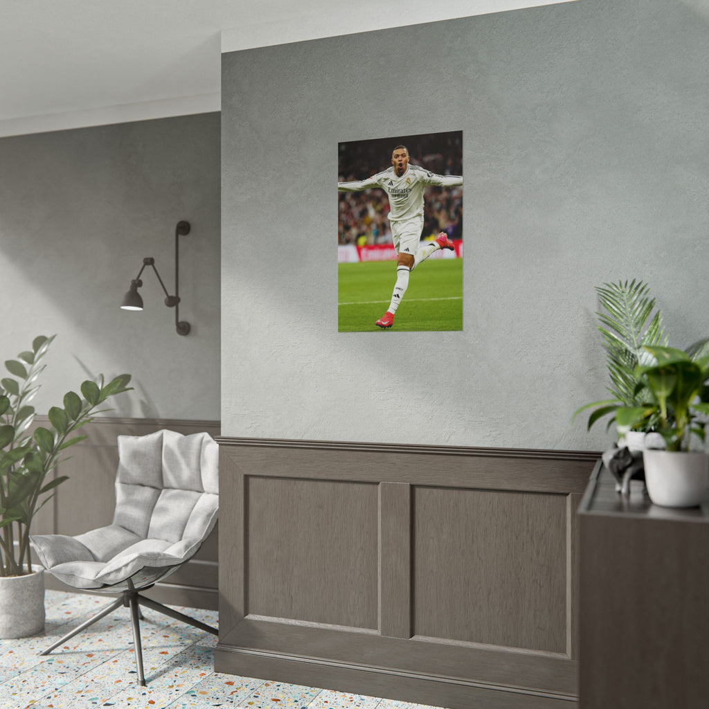 Kylian Mbappe Real Madrid Soccer Star Rolled Poster — Celebratory Football Print (Real Match Action)