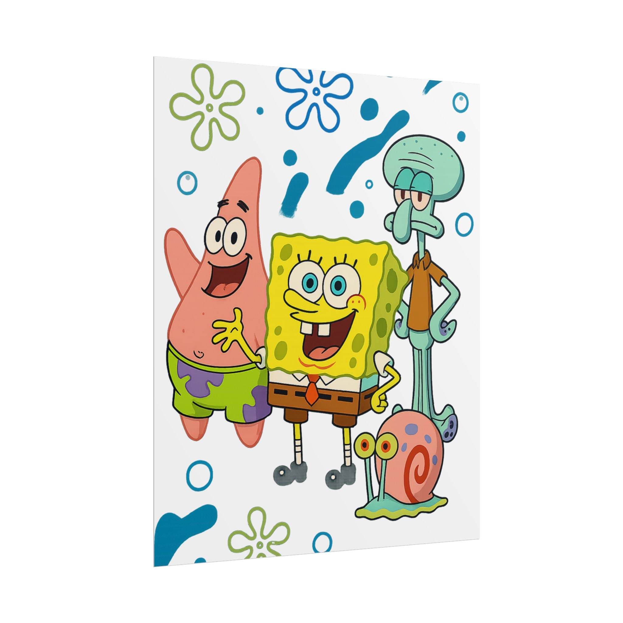 SpongeBob SquarePants Characters Rolled Poster — SpongeBob, Patrick, Squidward & Gary Wall Art