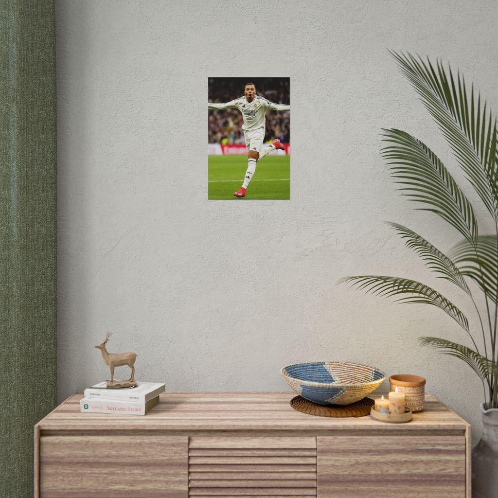 Kylian Mbappe Real Madrid Soccer Star Rolled Poster — Celebratory Football Print (Real Match Action)