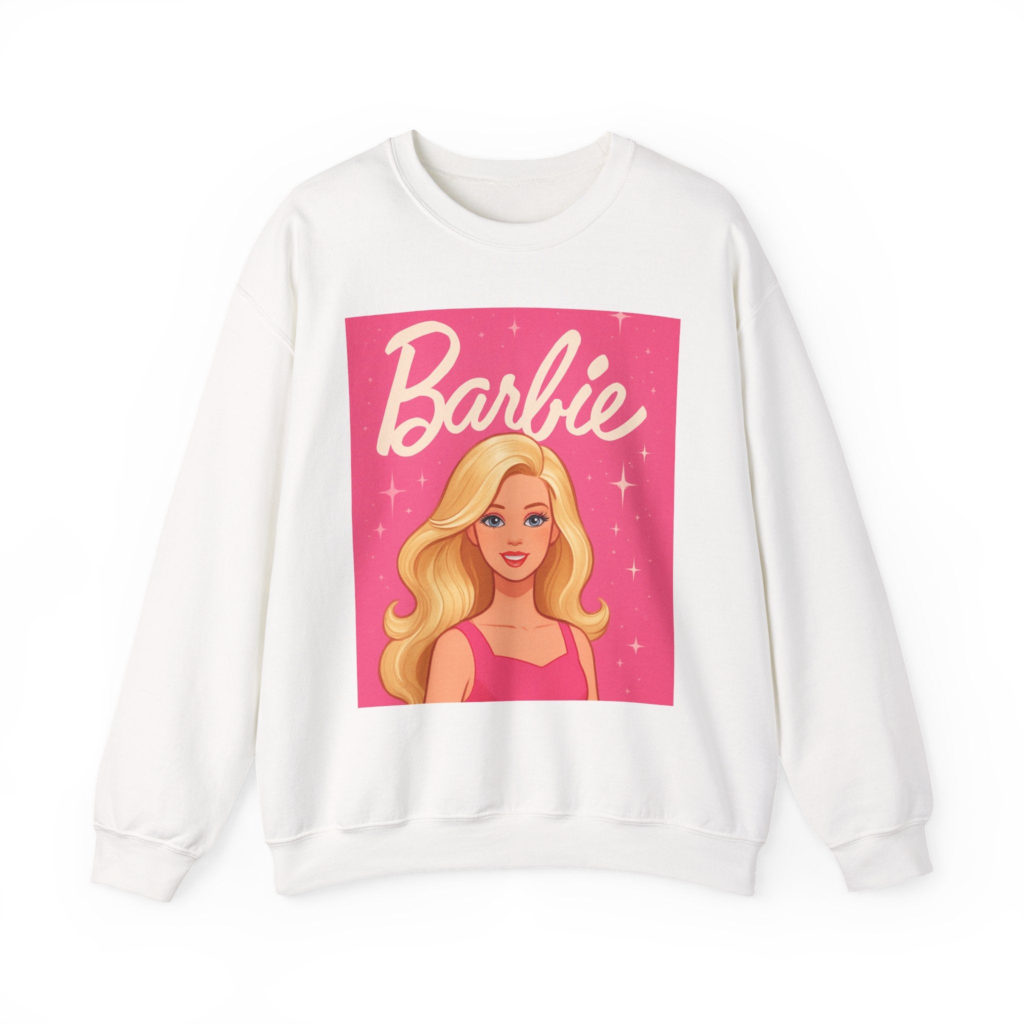 Barbie Graphic Sweatshirt - Retro Pink Doll Portrait Crewneck
