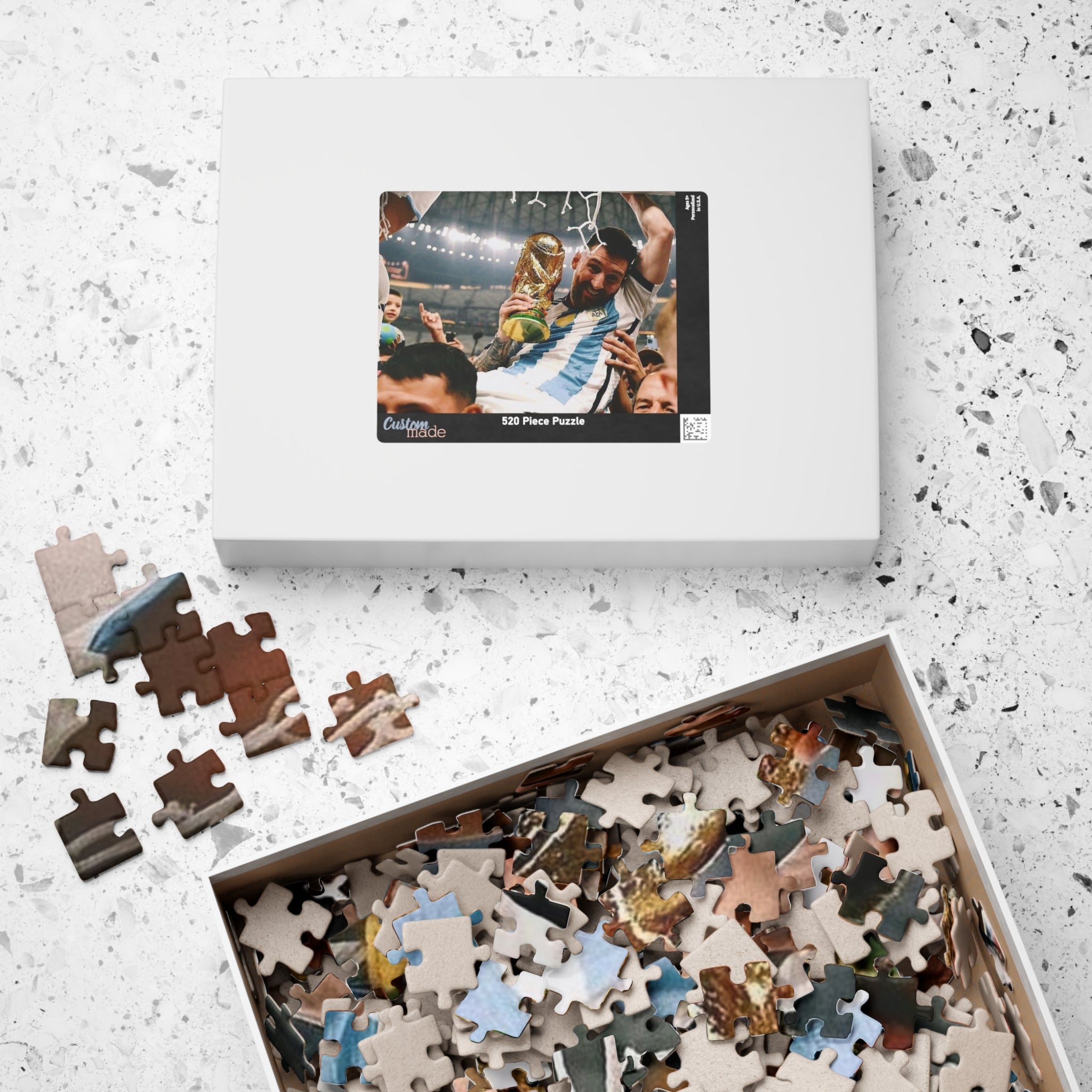 Lionel Messi - Soccer Victory Photo Puzzle — World Cup Trophy Celebration Jigsaw