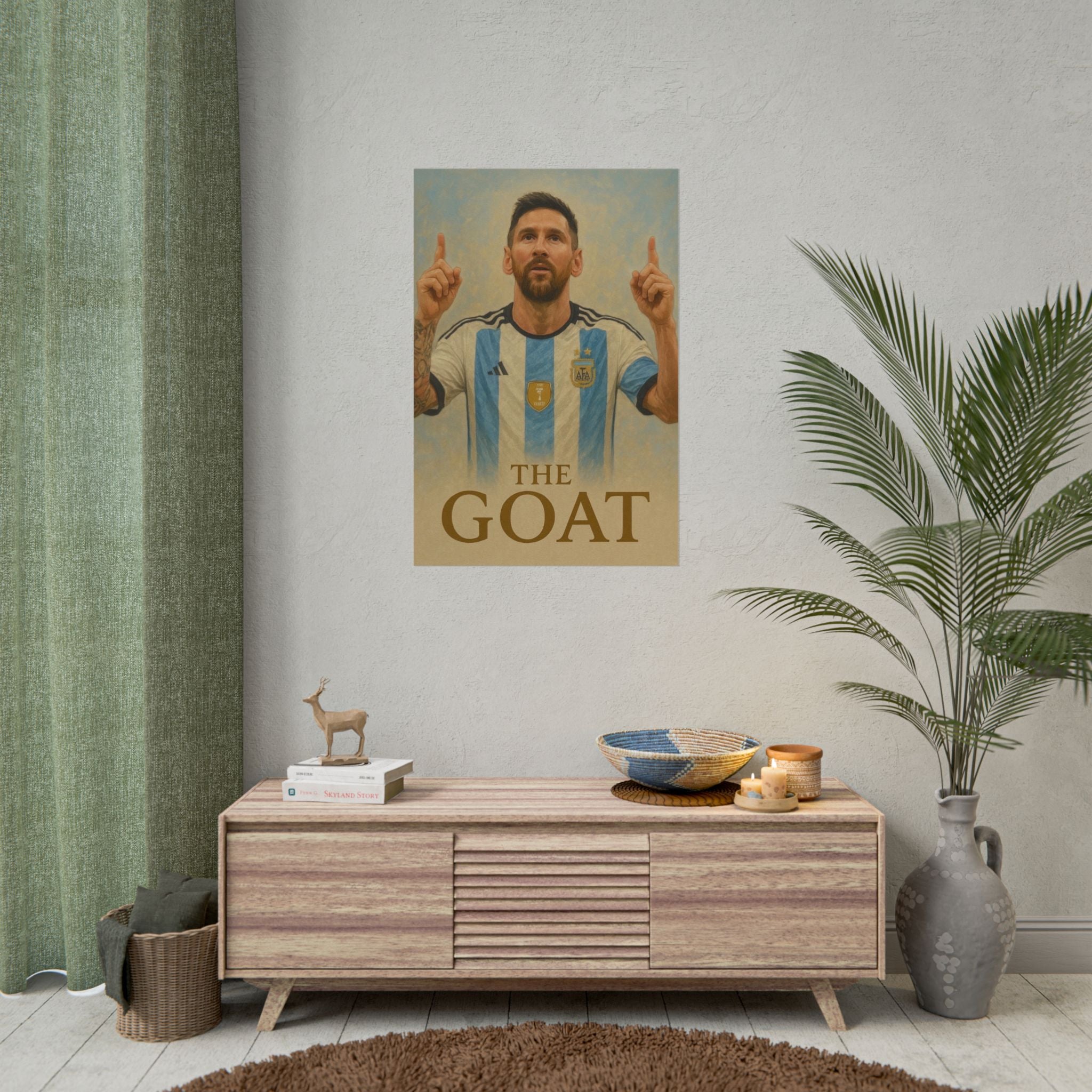 Lionel Messi Rolled Poster — "The GOAT" Soccer Player Tribute Poster