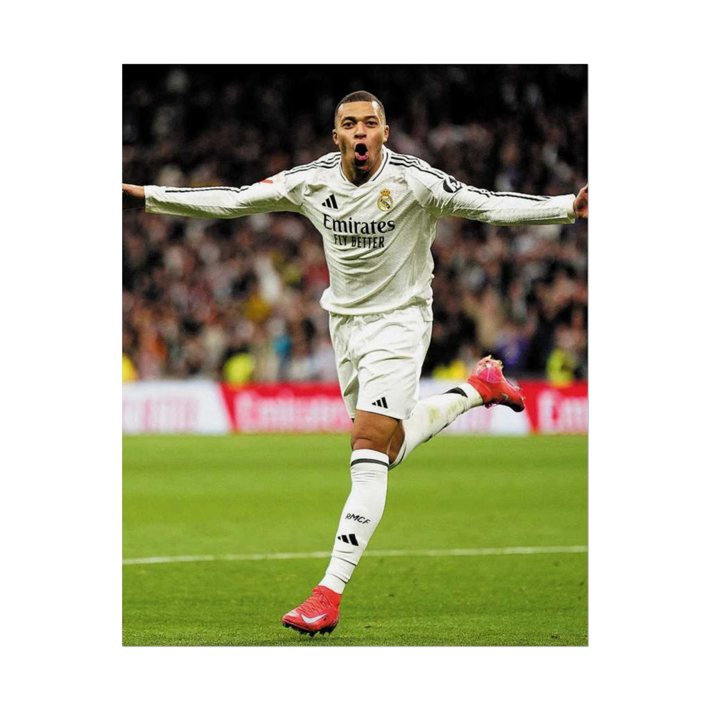 Kylian Mbappe Real Madrid Soccer Star Rolled Poster — Celebratory Football Print (Real Match Action)