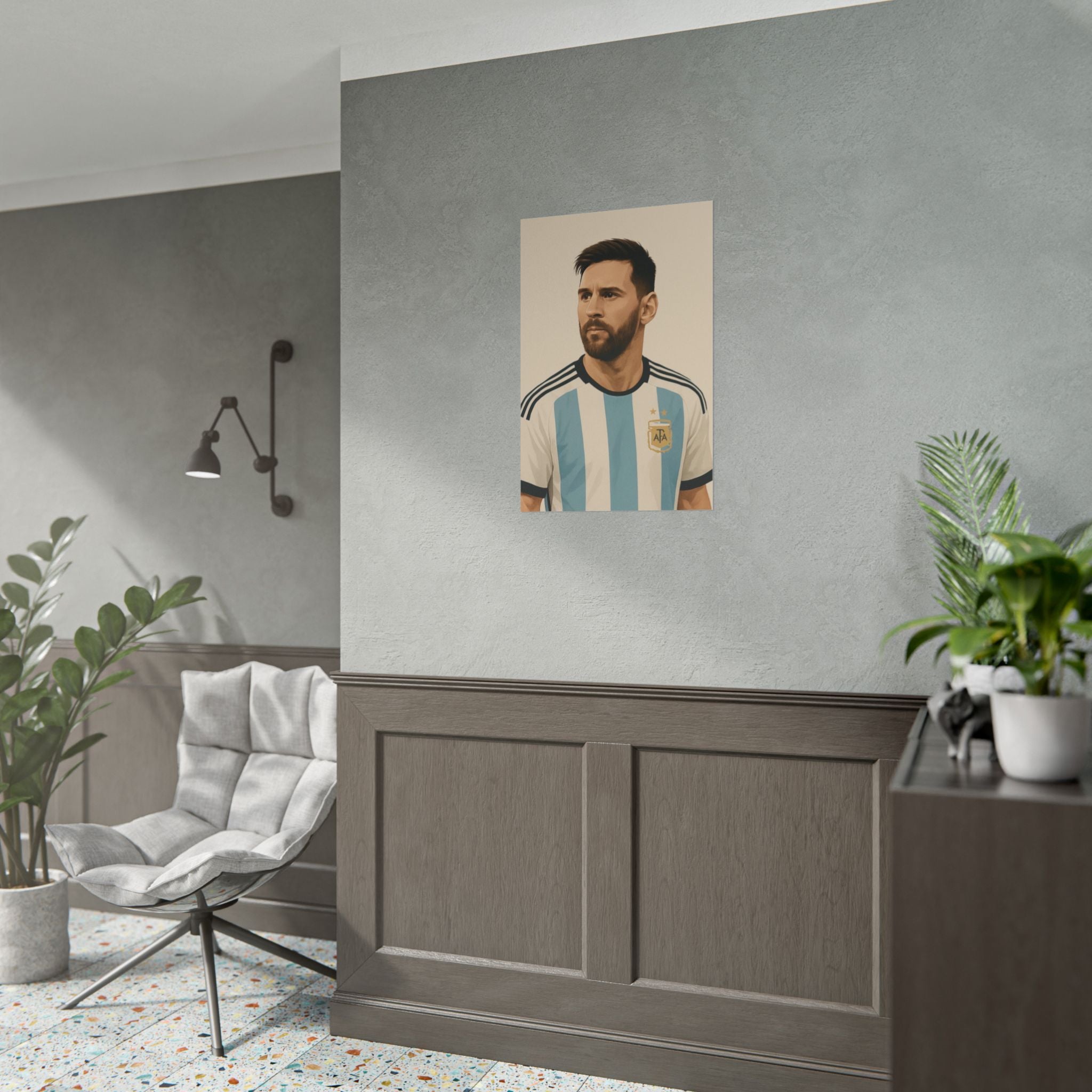 Lionel Messi Vintage Argentina Soccer Poster — Rolled Football Print