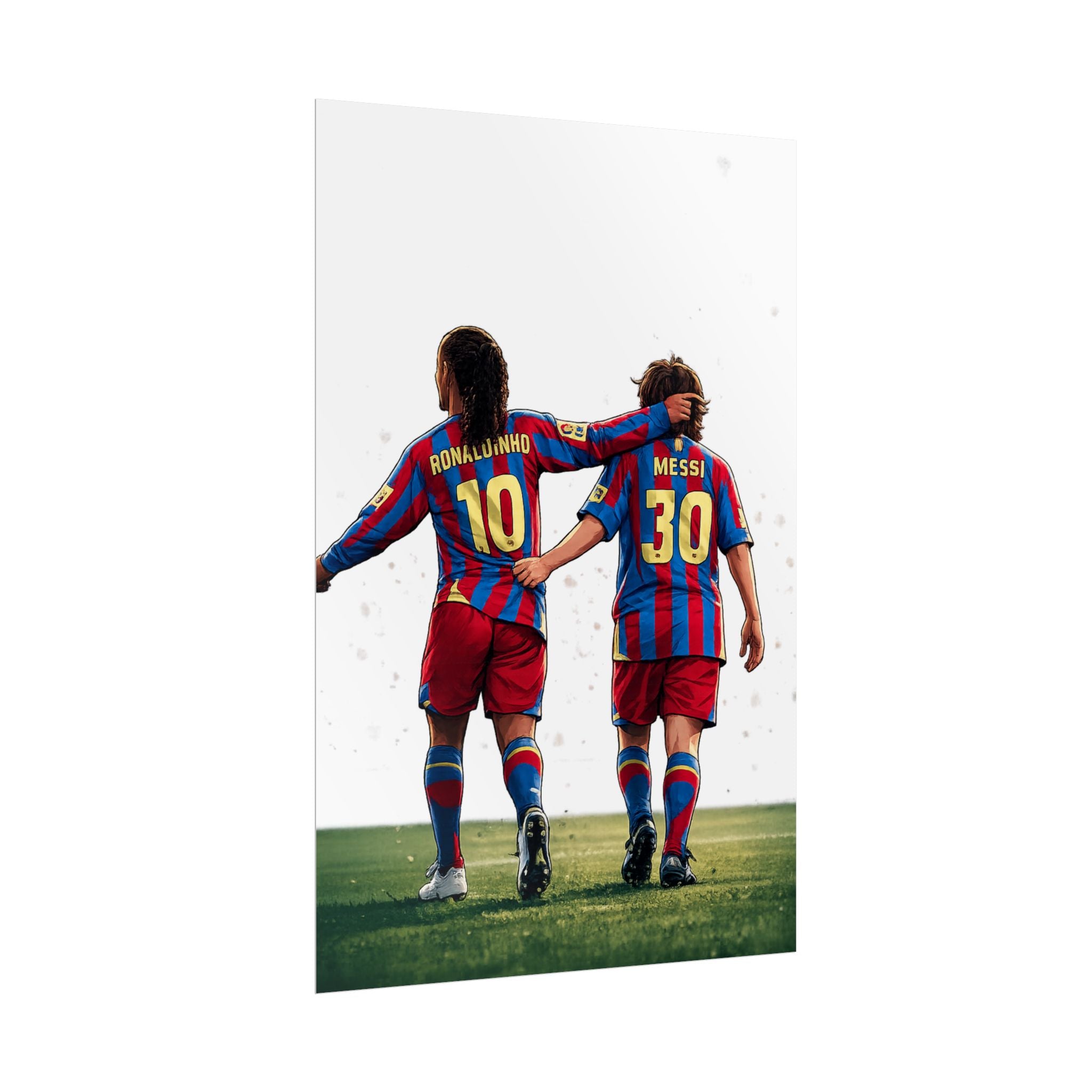 Rolled Poster — Young Ronaldinho & Messi FC Barcelona Players Soccer Print