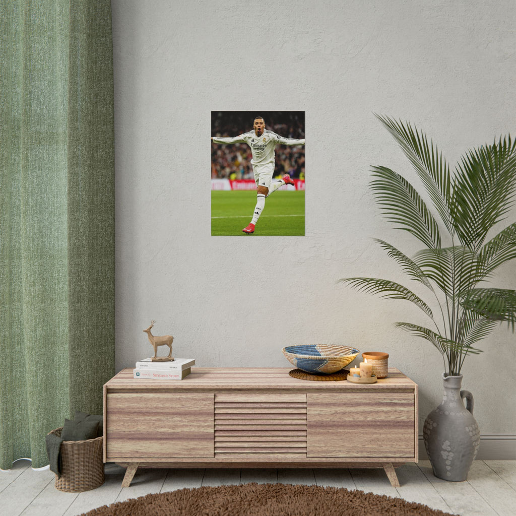 Kylian Mbappe Real Madrid Soccer Star Rolled Poster — Celebratory Football Print (Real Match Action)