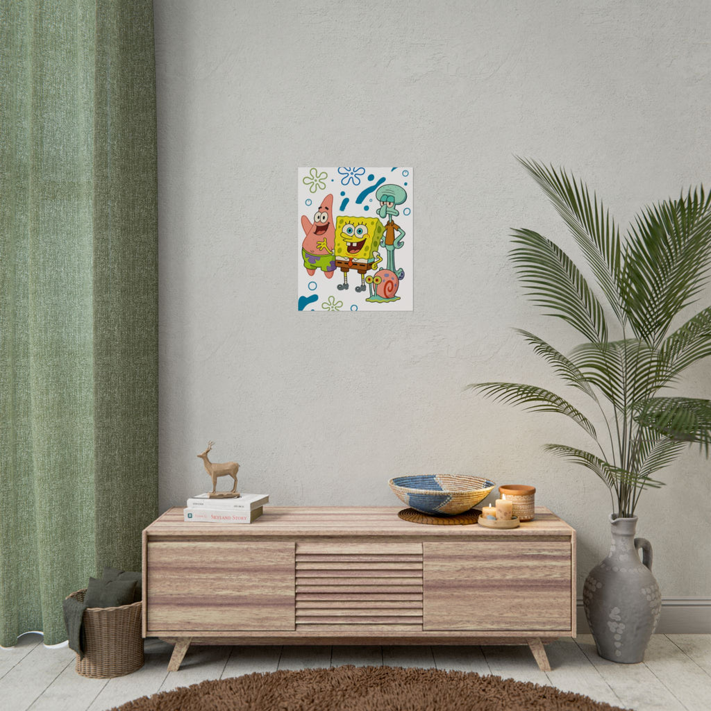 SpongeBob SquarePants Characters Rolled Poster — SpongeBob, Patrick, Squidward & Gary Wall Art