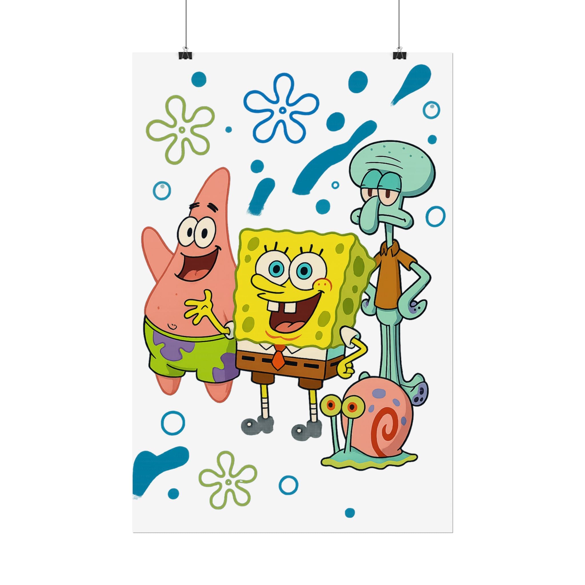 SpongeBob SquarePants Characters Rolled Poster — SpongeBob, Patrick, Squidward & Gary Wall Art