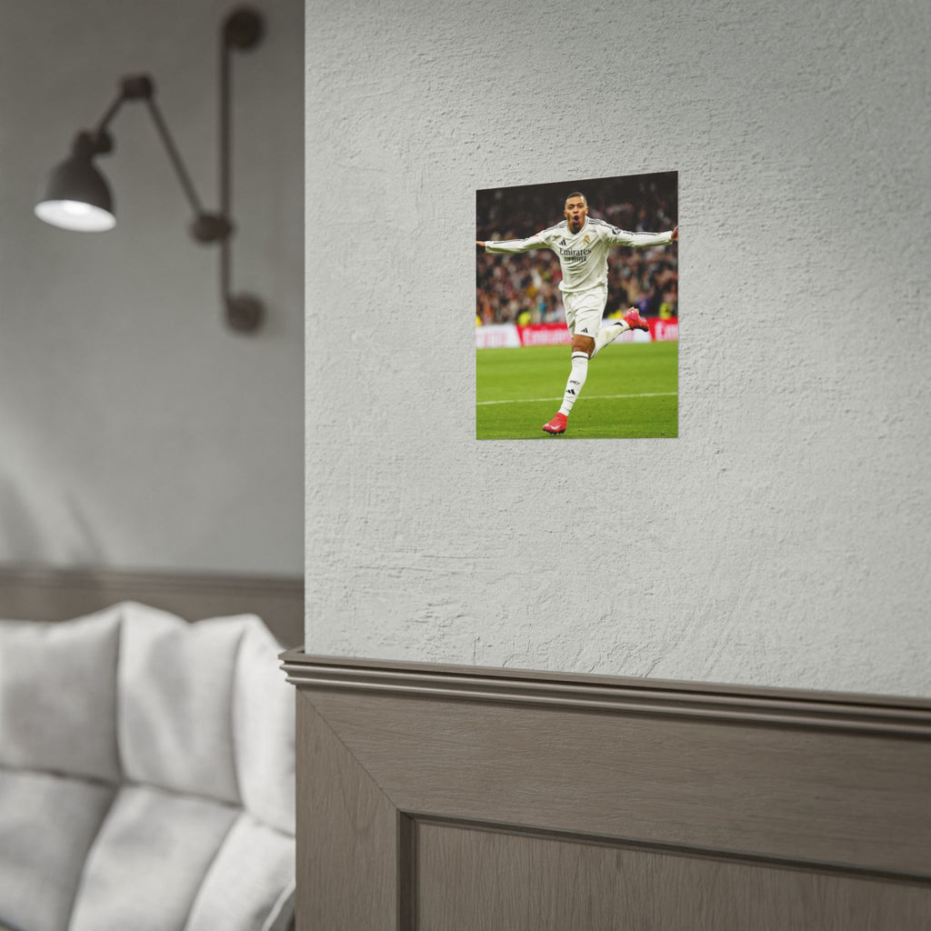 Kylian Mbappe Real Madrid Soccer Star Rolled Poster — Celebratory Football Print (Real Match Action)
