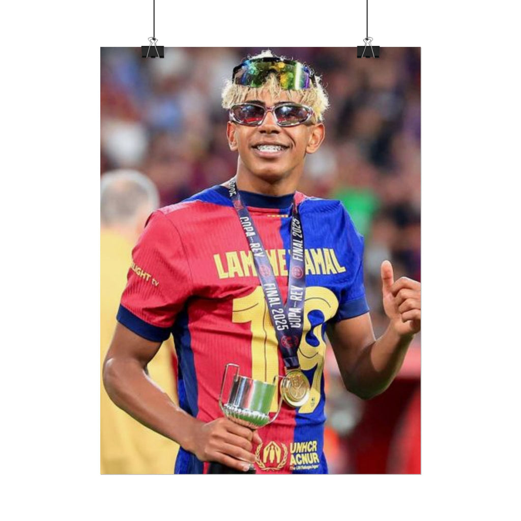 Lamine Yamal Rolled Poster — Vibrant Sports Champion Photo Print