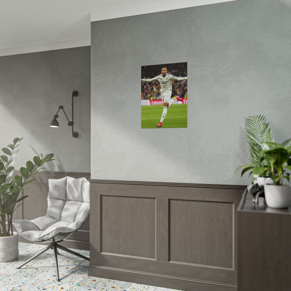 Kylian Mbappe Real Madrid Soccer Star Rolled Poster — Celebratory Football Print (Real Match Action)