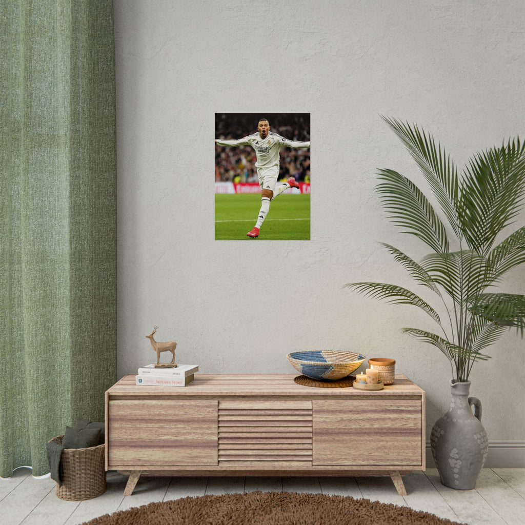 Kylian Mbappe Real Madrid Soccer Star Rolled Poster — Celebratory Football Print (Real Match Action)