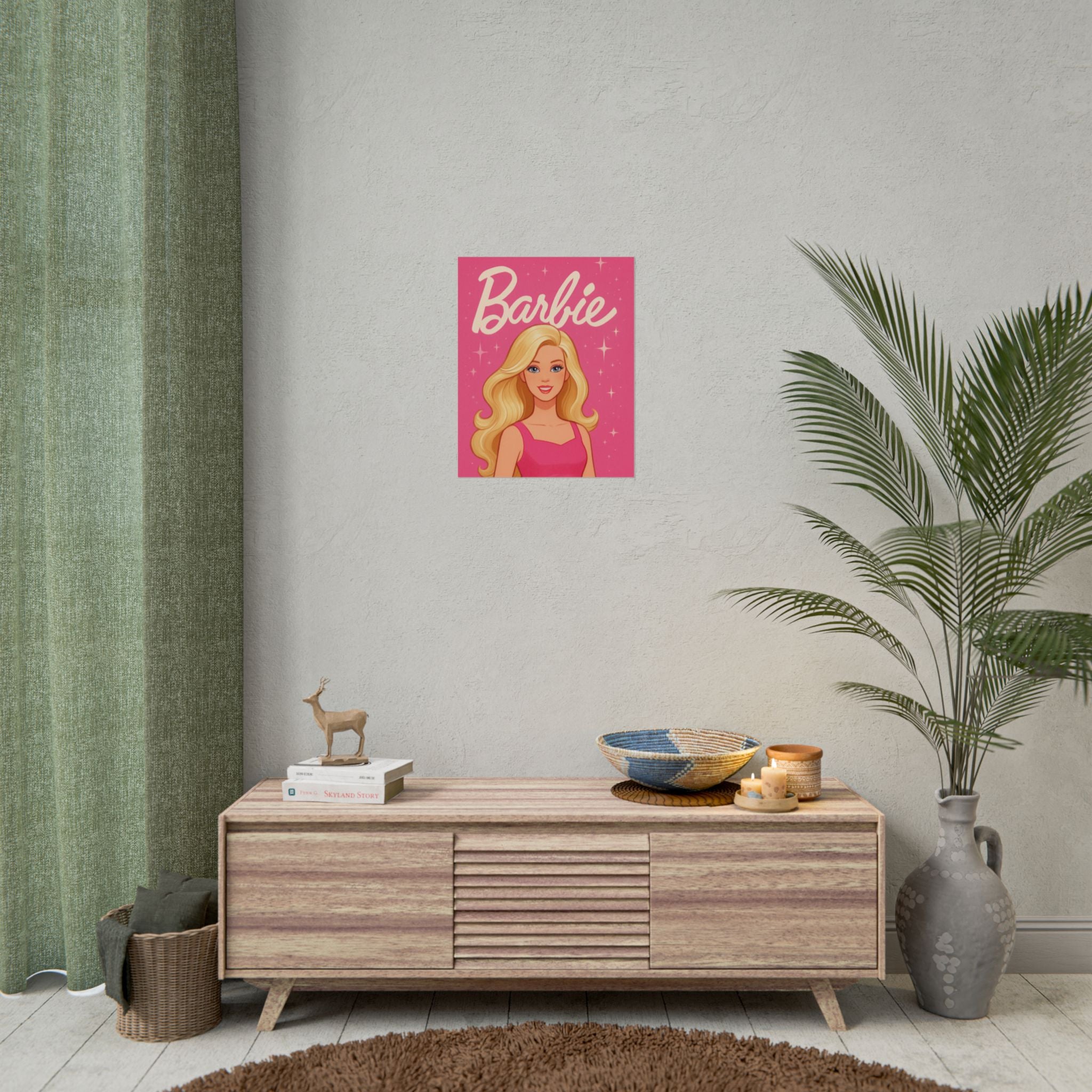 Retro Pink Barbie Script Poster — Rolled Wall Art for Kids' Rooms & Collectors