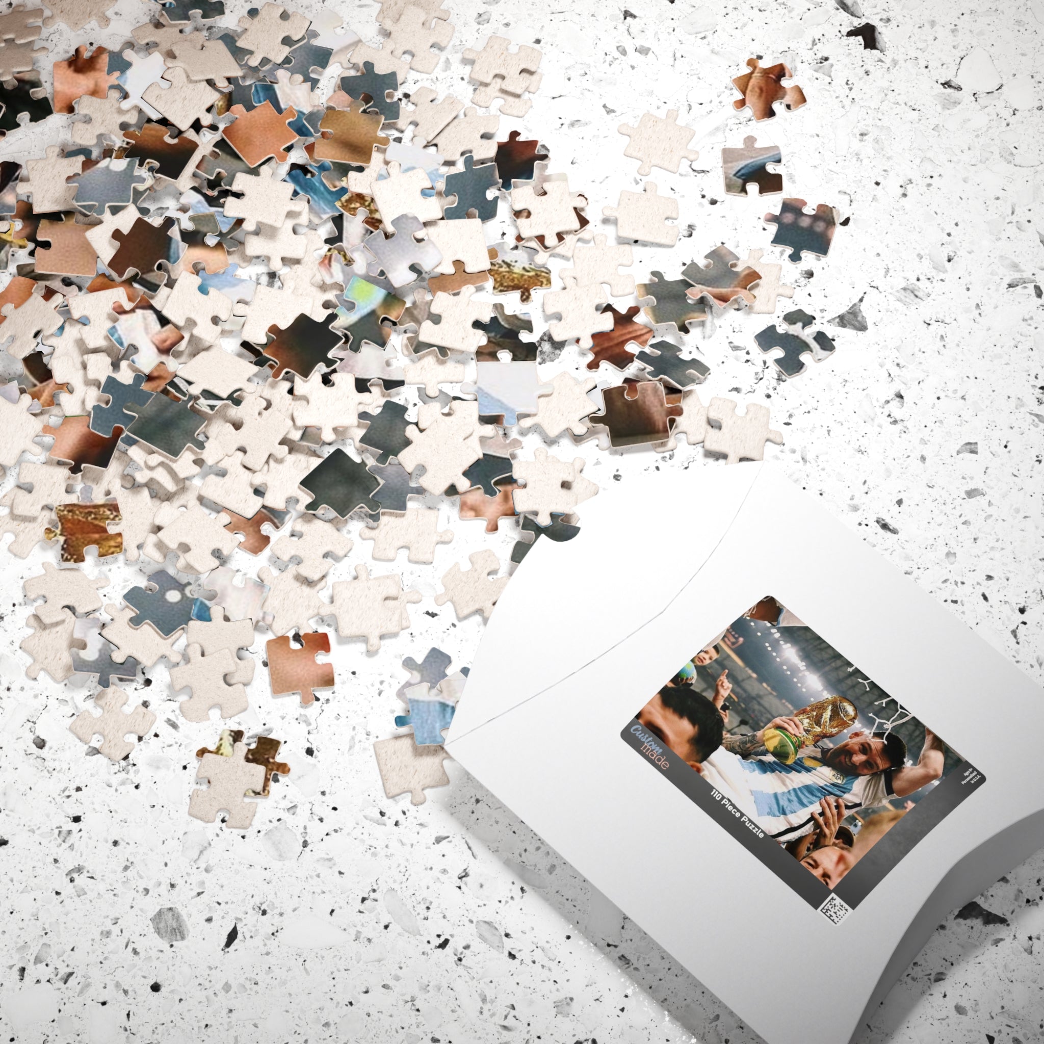 Lionel Messi - Soccer Victory Photo Puzzle — World Cup Trophy Celebration Jigsaw